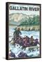 White Water Rafting, Gallatin River, Montana-Lantern Press-Framed Stretched Canvas