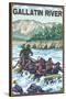 White Water Rafting, Gallatin River, Montana-Lantern Press-Stretched Canvas