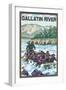 White Water Rafting, Gallatin River, Montana-Lantern Press-Framed Art Print
