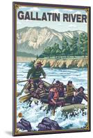 White Water Rafting, Gallatin River, Montana-Lantern Press-Mounted Art Print