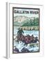 White Water Rafting, Gallatin River, Montana-Lantern Press-Framed Art Print