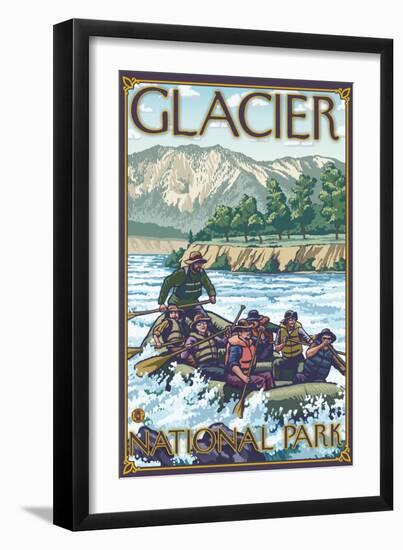 White Water Rafting, Glacier National Park, Montana-Lantern Press-Framed Art Print