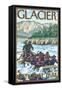 White Water Rafting, Glacier National Park, Montana-Lantern Press-Framed Stretched Canvas