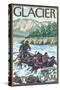 White Water Rafting, Glacier National Park, Montana-Lantern Press-Stretched Canvas