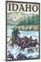 White Water Rafting, Idaho-Lantern Press-Mounted Art Print
