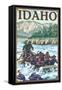 White Water Rafting, Idaho-Lantern Press-Framed Stretched Canvas