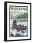 White Water Rafting, Montana-Lantern Press-Framed Art Print