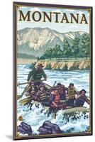 White Water Rafting, Montana-Lantern Press-Mounted Art Print