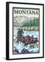 White Water Rafting, Montana-Lantern Press-Framed Art Print