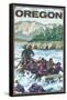 White Water Rafting, Oregon-Lantern Press-Framed Stretched Canvas