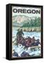 White Water Rafting, Oregon-Lantern Press-Framed Stretched Canvas