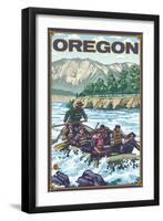 White Water Rafting, Oregon-Lantern Press-Framed Art Print