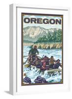 White Water Rafting, Oregon-Lantern Press-Framed Art Print