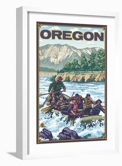White Water Rafting, Oregon-Lantern Press-Framed Art Print