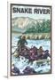White Water Rafting, Snake River, Idaho-Lantern Press-Framed Art Print