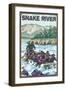 White Water Rafting, Snake River, Idaho-Lantern Press-Framed Art Print