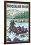 White Water Rafting, Snoqualmie River, Washington-Lantern Press-Framed Art Print