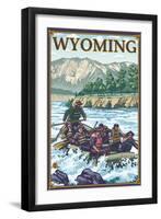 White Water Rafting, Wyoming-Lantern Press-Framed Art Print