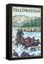 White Water Rafting, Yellowstone National Park-Lantern Press-Framed Stretched Canvas