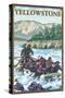 White Water Rafting, Yellowstone National Park-Lantern Press-Stretched Canvas