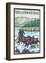 White Water Rafting, Yellowstone National Park-Lantern Press-Framed Art Print