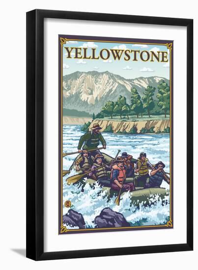 White Water Rafting, Yellowstone National Park-Lantern Press-Framed Art Print