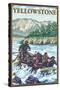 White Water Rafting, Yellowstone National Park-Lantern Press-Stretched Canvas
