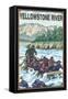 White Water Rafting, Yellowstone River, Montana-Lantern Press-Framed Stretched Canvas