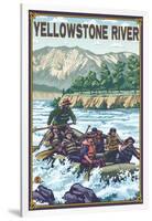 White Water Rafting, Yellowstone River, Montana-Lantern Press-Framed Art Print