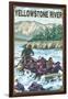 White Water Rafting, Yellowstone River, Montana-Lantern Press-Framed Art Print