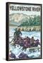 White Water Rafting, Yellowstone River, Montana-Lantern Press-Framed Stretched Canvas