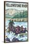 White Water Rafting, Yellowstone River, Montana-Lantern Press-Stretched Canvas