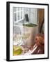 White Wine Bottle in Ice Bucket, Wine Glasses, Lobster, Lemon-null-Framed Photographic Print