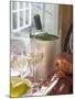 White Wine Bottle in Ice Bucket, Wine Glasses, Lobster, Lemon-null-Mounted Photographic Print