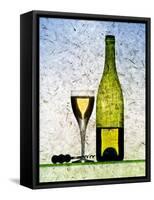 White Wine Glass, Half-Full White Wine Bottle and Corkscrew-Peter Howard Smith-Framed Stretched Canvas
