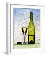 White Wine Glass, Half-Full White Wine Bottle and Corkscrew-Peter Howard Smith-Framed Photographic Print