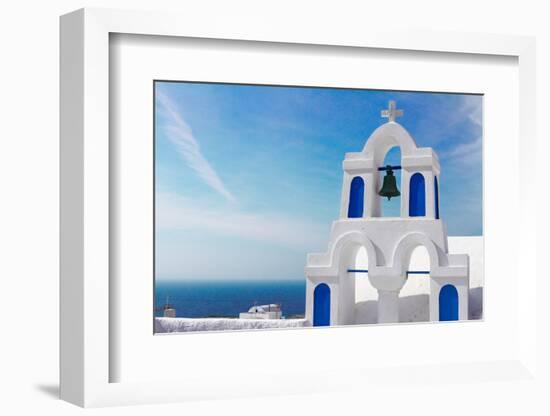 White with Blue Belfry, Santorini Island, Greece-neirfy-Framed Photographic Print