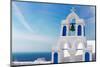 White with Blue Belfry, Santorini Island, Greece-neirfy-Mounted Photographic Print