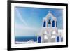 White with Blue Belfry, Santorini Island, Greece-neirfy-Framed Photographic Print