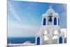 White with Blue Belfry, Santorini Island, Greece-neirfy-Mounted Photographic Print