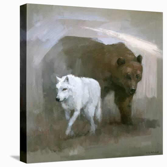White Wolf, Brown Bear-Stephen Mitchell-Stretched Canvas