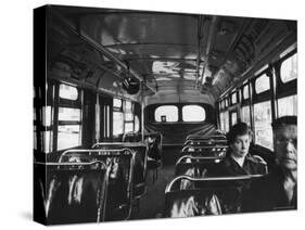White Women Sitting Empty Bus During the Black Boycott of Bus Companies Throughout the City-Grey Villet-Stretched Canvas