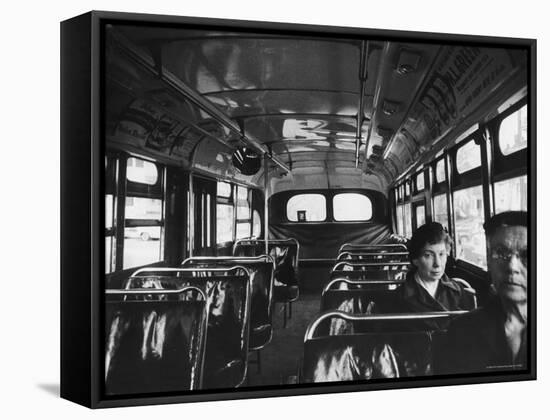 White Women Sitting Empty Bus During the Black Boycott of Bus Companies Throughout the City-Grey Villet-Framed Stretched Canvas