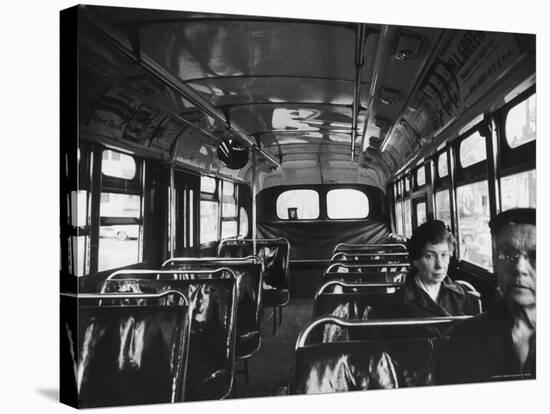 White Women Sitting Empty Bus During the Black Boycott of Bus Companies Throughout the City-Grey Villet-Stretched Canvas