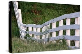 White wooden fence across rolling hill, Shaker Village of Pleasant Hill, Harrodsburg, Kentucky-Adam Jones-Stretched Canvas