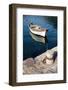 White Wooden Fishing Boat Floats Moored in Perast Town, Montenegro-Eugene Sergeev-Framed Photographic Print