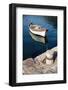 White Wooden Fishing Boat Floats Moored in Perast Town, Montenegro-Eugene Sergeev-Framed Photographic Print