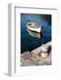 White Wooden Fishing Boat Floats Moored in Perast Town, Montenegro-Eugene Sergeev-Framed Photographic Print