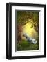 White Woodland Unicorn-null-Framed Art Print