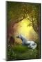 White Woodland Unicorn-null-Mounted Art Print